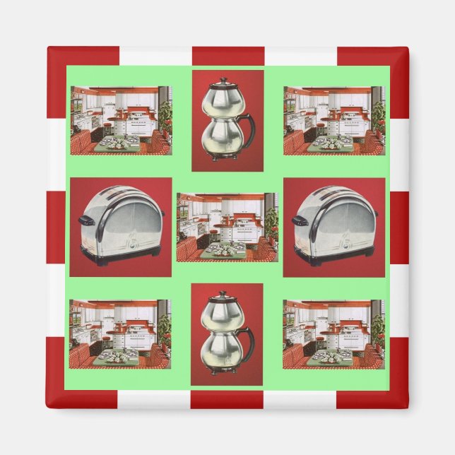 Íman Magnet ~ RETRO KITCHEN Médio Century Checkers (Frente)