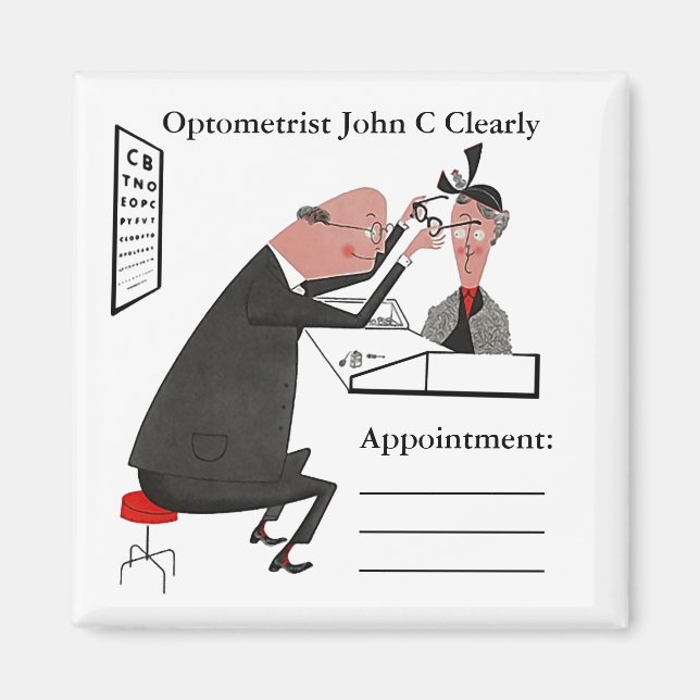 Íman Magnet ~ RETRO Optometrista Ocultação Médica (Frente)