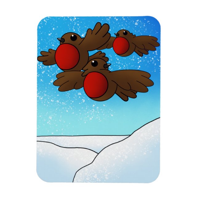 Íman Magnet Robin Birds de Natal (Vertical)