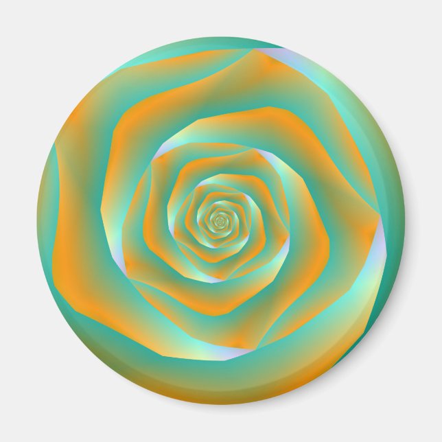 Íman Magnet Rosa espiral laranja e verde (Frente)
