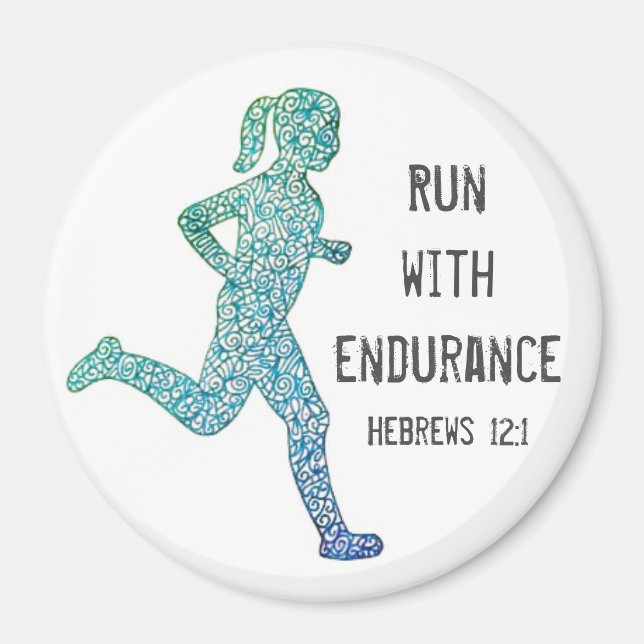 Íman Magnet "Run With Endurance" Menina Runner (Frente)