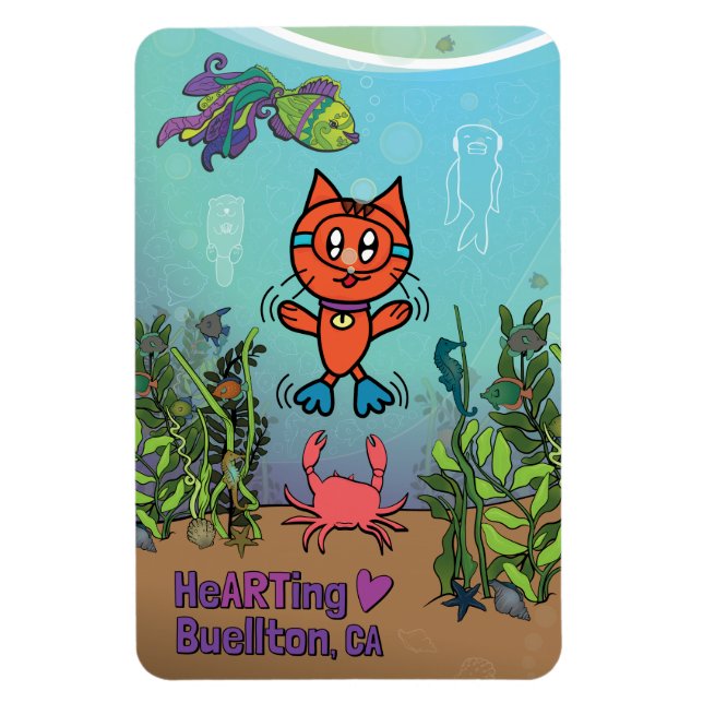 Íman Magnet - Scuba Cat - Buellton.Art (Vertical)