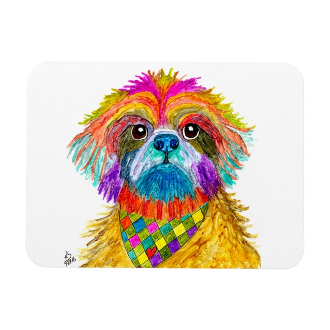 Íman Magnet Shih Tzu, bonito e colorido, 3"x4" (Horizontal)