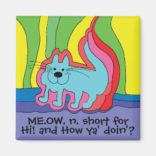 Íman Magnet Square Cat Dizendo Oi