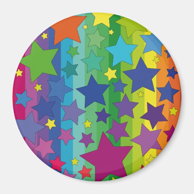 Íman Magnet - Streifen und Sterne regenbogenfarben (Frente)