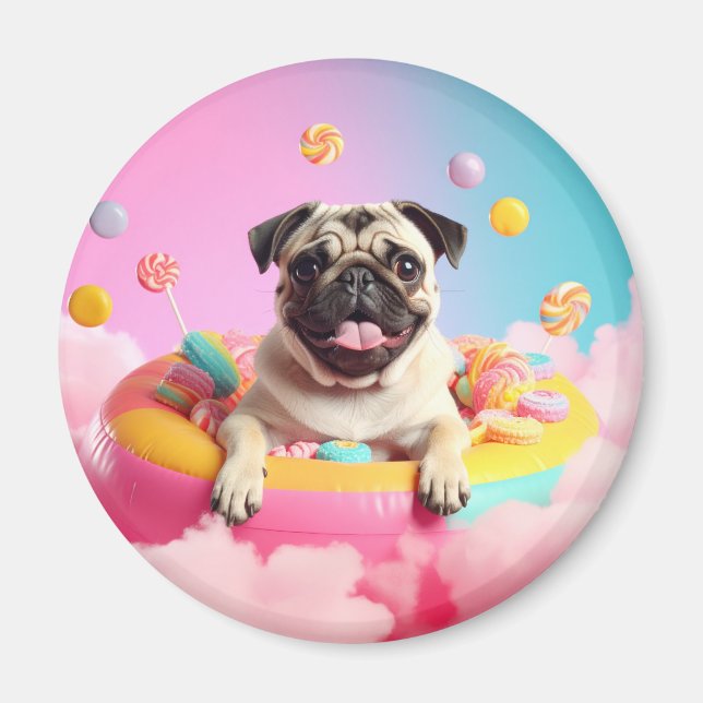 Íman Magnet – Süßer glücklicher Mops  (Frente)