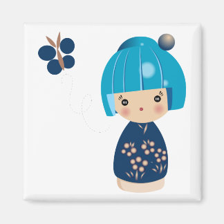 Íman Magnet Triplet Blue Kokeshi
