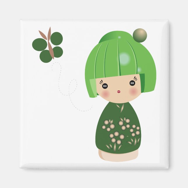 Íman Magnet Triplet Green Kokeshi (Frente)