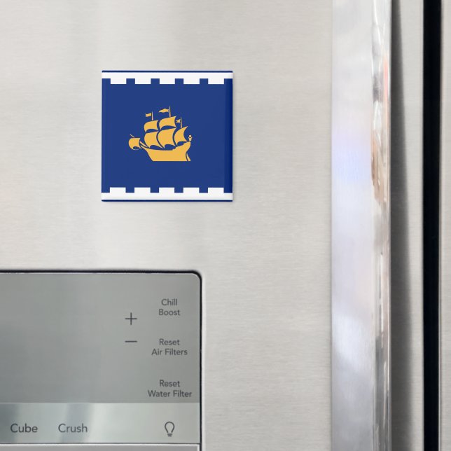 Íman Magnet with Flag of Quebec City, Canada (In Situ (Fridge))