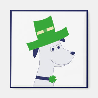 Íman Magnet with St. Patrick's Day dog and clover