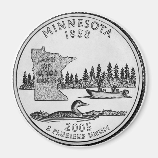 Íman Magneta 2005 no Minnesota State Quarter (Frente)