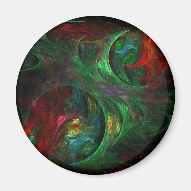 Íman Magneta Abstrato de Arte Verde Genesis (Frente)