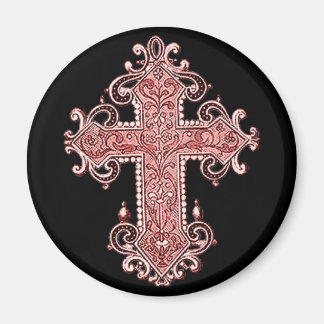 Íman Magneta Arredondada Cinza Rosa Cruzada Vintage!