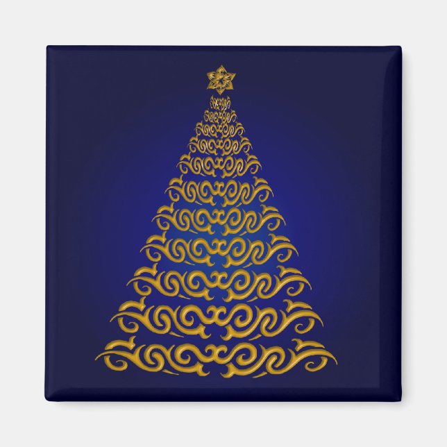 Íman Magneta azul de Natal Elegante (Frente)