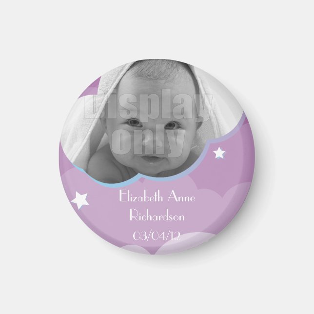 Íman Magneta bebê personalizável e roxa (Frente)