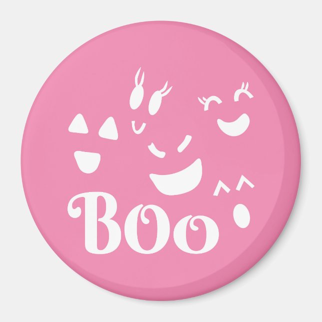 Íman Magneta branca e rosa para o fantasma do Halloween (Frente)