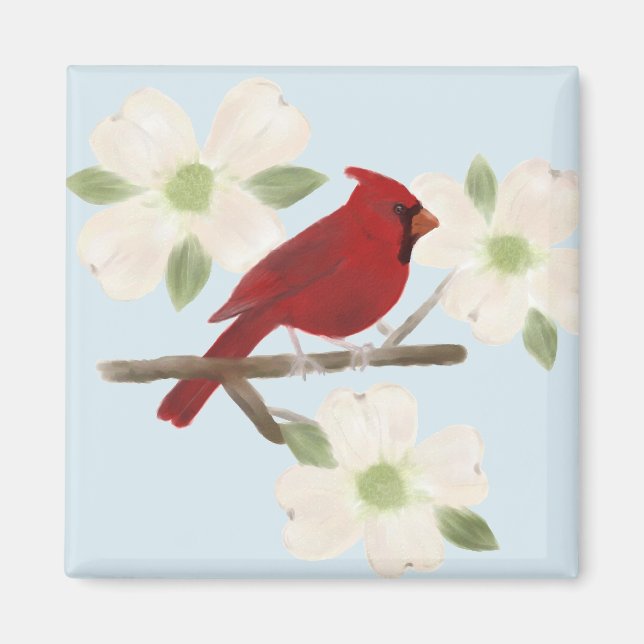 Íman Magneta Cardinho e Dogwood Watercolor (Frente)