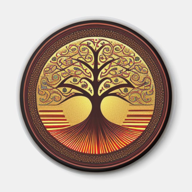 Íman Magneta castanha e Dourada da árvore da vida (Frente)