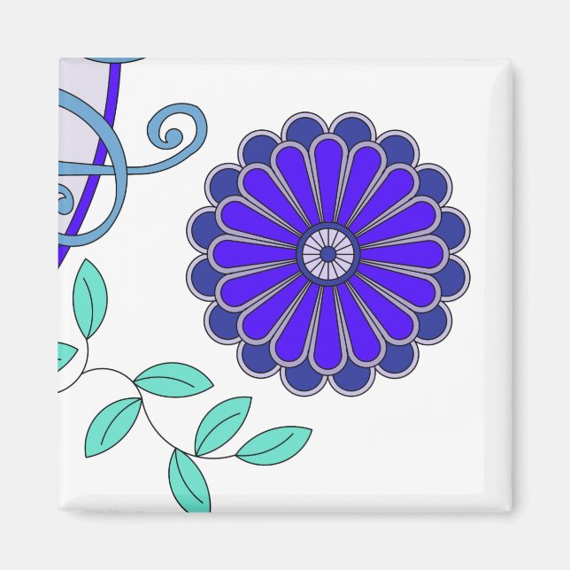 Íman Magneta com arte floral (Frente)