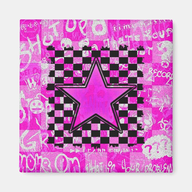 Íman Magneta cor-de-rosa de Grafite estrelado (Frente)