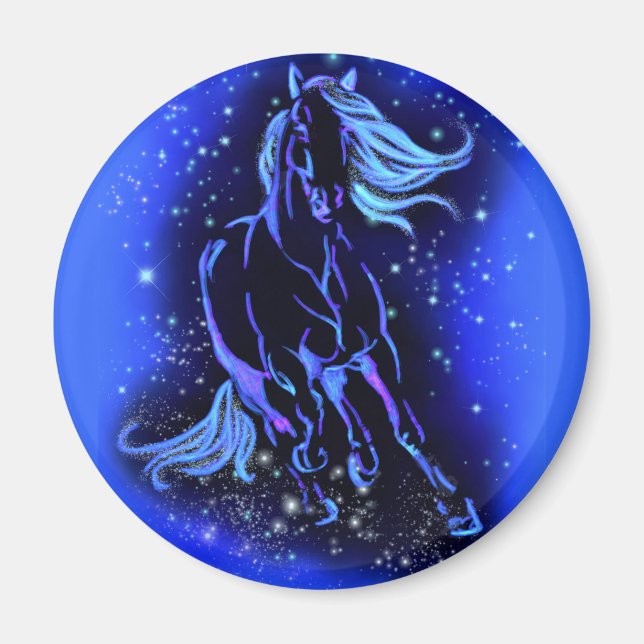 Íman Magneta Corrente De Cavalo Na Noite Azul De Estrel (Frente)