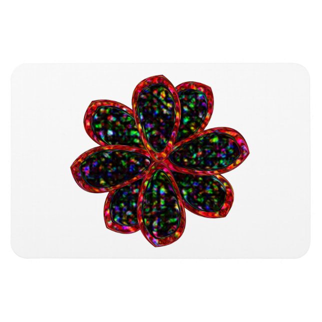 Íman Magneta da Flor Negra e Vermelha (Horizontal)