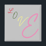 Íman Magneta de amor tipográfico<br><div class="desc">Magnet com palavra amor em letras coloridas</div>