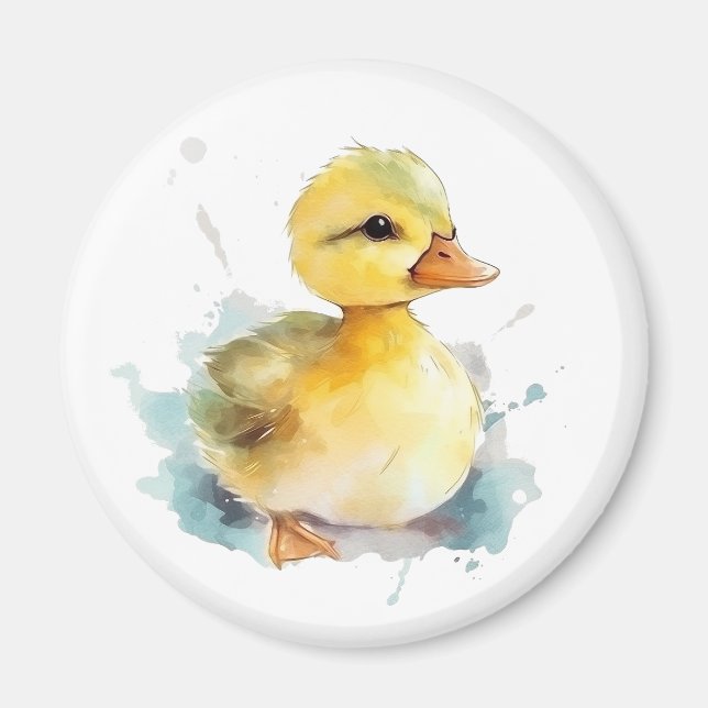 Íman Magneta de Aquarela do Bebê Duck (Frente)