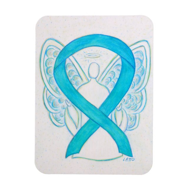 Íman Magneta de Arte Anjo para Sensibilização Azul Turq (Vertical)