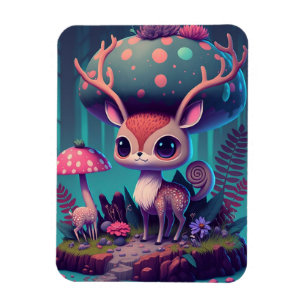 Íman Magneta de arte "Cute Mushroom Deer Fantasy"