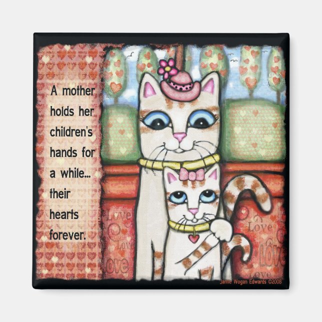 Íman Magneta de Arte de Gato Cardíaco da Mãe (Frente)