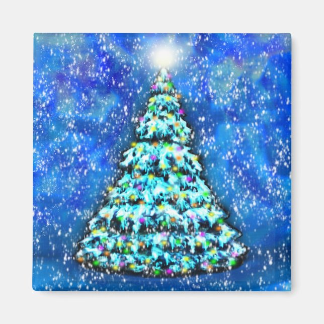 Íman Magneta de Árvore de Natal brilhante (Frente)