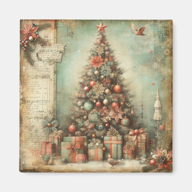 Íman Magneta de Árvore Natal Clássica (Frente)
