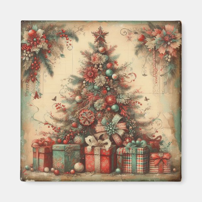 Íman Magneta de Árvore Natal Clássica (Frente)