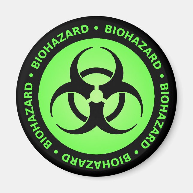 Íman Magneta de aviso de perigo biológico verde (Frente)