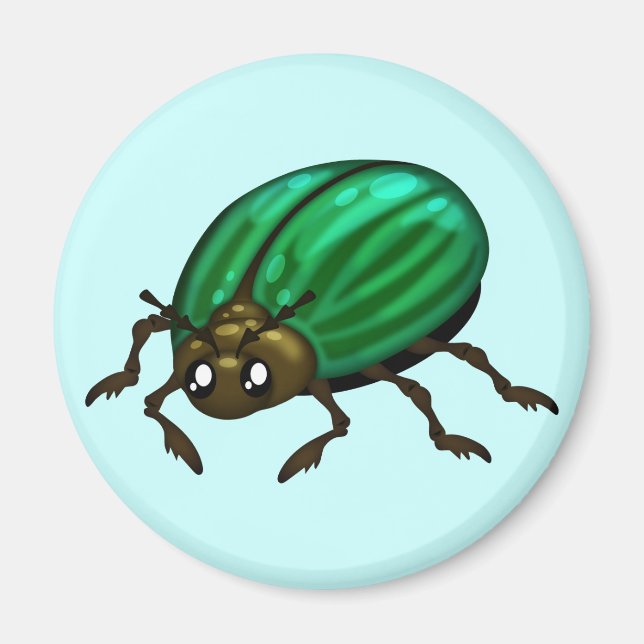 Íman Magneta de besouro verde com fundo personalizável (Frente)