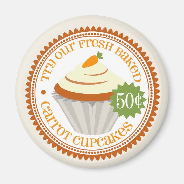 Íman Magneta De Bolo De Cenoura Retroativa (Frente)