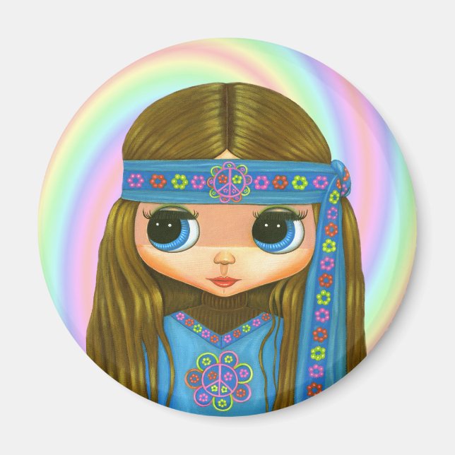 Íman Magneta de boneca hippie de alimentação da ventoin (Frente)