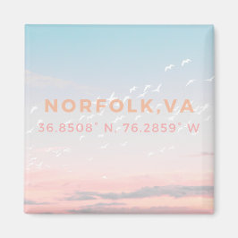 Íman Magneta de Botão do Sol - Coordenadas de Norfolk, 