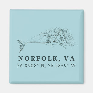 Íman Magneta de Botão Sereia - Coordenadas do Norfolk V