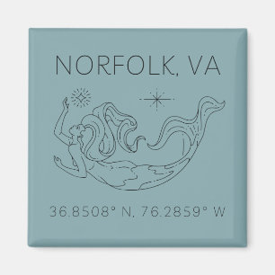 Íman Magneta de Botão Sereia - Coordenadas do Norfolk V
