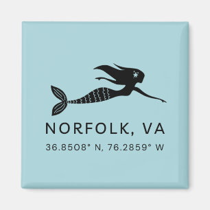 Íman Magneta de Botão Sereia - Coordenadas do Norfolk V