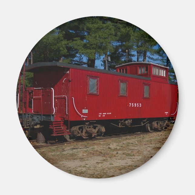 Íman Magneta de Caboose Vermelha e Laranja (Frente)