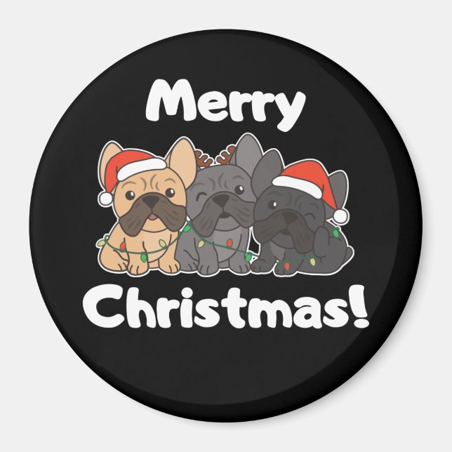 Íman Magneta de Cães-de-Natal de Bulldog Francês (Frente)