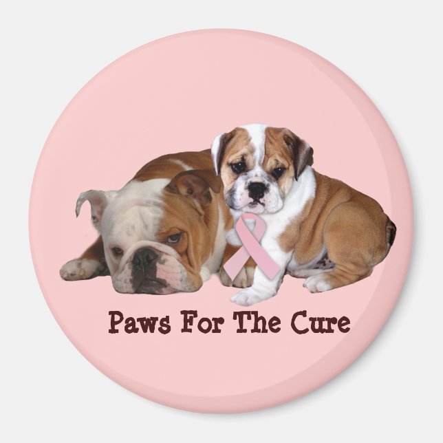 Íman Magneta de Cancer de Mama Bulldog (Frente)