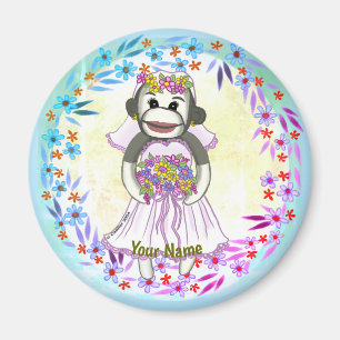 Íman Magneta de casamento da Sock Monkey Bride