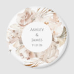 Íman Magneta de casamento de jardim floral personalizad<br><div class="desc">Magneta de casamento de jardim floral personalizado bege</div>