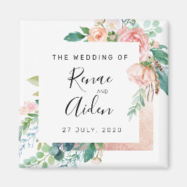Íman Magneta de casamento floral elegante, casamento