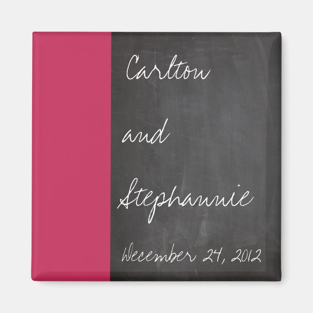 Íman Magneta de Casamento Rosa Chalkboard (Frente)