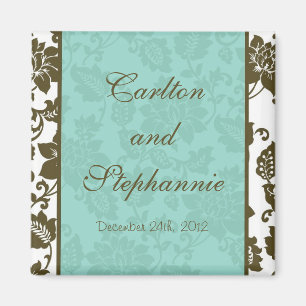 Íman Magneta de Casamento tema damasco Floral Castanho/